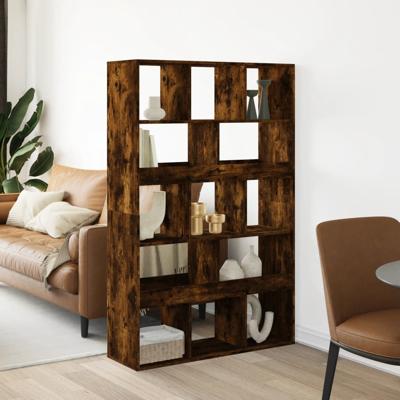 kamerscherm 100x33x156,5 cm bewerkt hout gerookt eikenkleurig