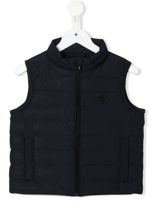 Emporio Armani Kids gilet matelassé à patch logo - Bleu