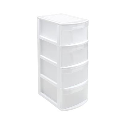 Plasticforte Ladeblok/bureau organizer met 4x lades - wit/transparant - L39 x B28.5 x H78 cm