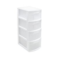 Plasticforte Ladeblok/bureau organizer met 4x lades - wit/transparant - L39 x B28.5 x H78 cm