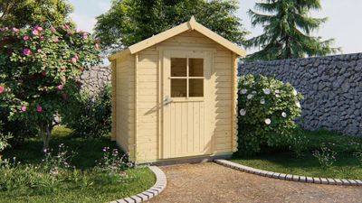 Tuindeco Narcis Blokhut 200x200 cm 28 mm vuren blank- Zadeldak- Onbehandeld vurenhout- Tuindeco