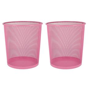 2x stuks kantoor prullenbakken/papiermanden 9 liter roze