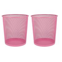 2x stuks kantoor prullenbakken/papiermanden 9 liter roze