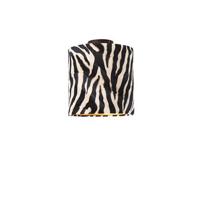 QAZQA Plafondlamp mat zwart velours kap zebra dessin 25 cm - Combi - thumbnail