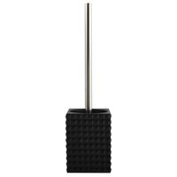 MSV Toiletborstel houder Kubik - kunststeen - zwart/zilver - 37 cm - Toiletborstels - thumbnail