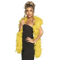 Boland Carnaval verkleed boa met veren - geel - 180 cm - 80 gram - Glitter and Glamour   - - thumbnail