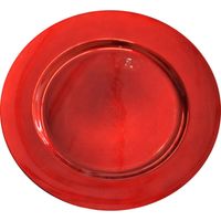 Kerststukje maken rood glimmend onderbord 33 cm rond