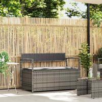 Tuinbank met kussen, grijs polyrotan