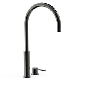 Wastafelmengkraan Tres Study Exclusive 45,3 cm 2-Gats 1-Hendel Uitloop Gebogen Rond Metallic Zwart Tres