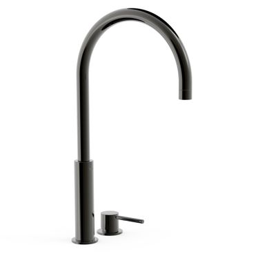Wastafelmengkraan Tres Study Exclusive 45,3 cm 2-Gats 1-Hendel Uitloop Gebogen Rond Metallic Zwart Tres