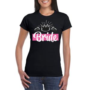 Vrijgezellenfeest t-shirt dames - Bride - zwart - glitter - huwelijk/trouwen