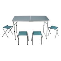 Sunnydays camping tafel/krukjes - opvouwbaar - blauw - L120 x B60 x H67 cm - Bijzettafels   -