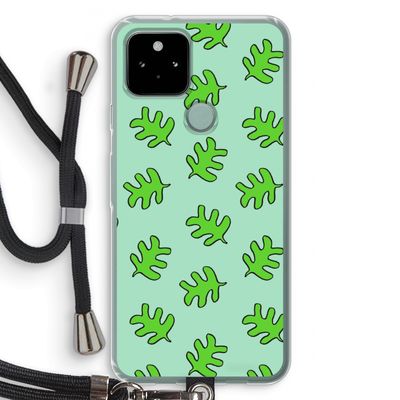 Groene blaadjes: Pixel 5 Transparant Hoesje met koord