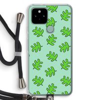 Groene blaadjes: Pixel 5 Transparant Hoesje met koord