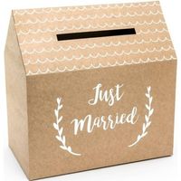 Bruiloft/huwelijk enveloppendoos kraftpapier huisje 30 cm - Versieringen/decoraties - thumbnail