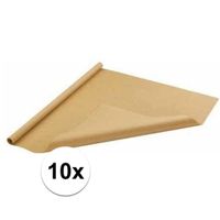 10x Inpakpapier/cadeaupapier bruin 500 x 70 cm op rol - thumbnail