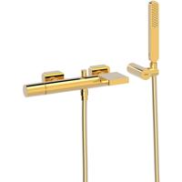 Badkraan Tres Loft | Opbouw | Mengkraan | Waterval uitloop | 2-weg | hoh 15 cm | 1-knop | Rond | 24k Goud glans