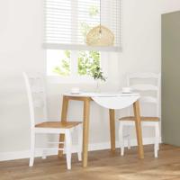 Eetkamerstoelen 2 stuks Wit Massief Hout Rubber Eetkamerstoelen 2 stuks Wit Massief Hout Rubber