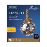 Kerstverlichting - kerstbal aan touw - glas - warm wit - 15 x 100 cm - 30 lampjes Kerstverlichting - kerstbal aan touw - glas - warm wit - 15 x 100 cm - 30 lampjes
