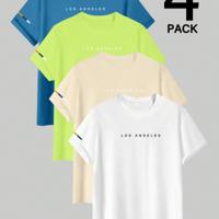 Bon&Bon Men's Letter Print Short Sleeve T-Shirt - 4 Piece Set Multicolor4 / XL