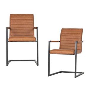 WOOOD Bas Eetkamerstoelen - Pu - Cognac - Set van 2