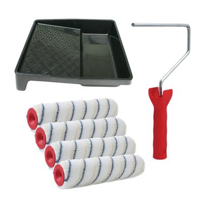 Sorex Verfrollers schilderen set - met beugel en verfbak - 4x anti spatten rollers - breedte 18 cm