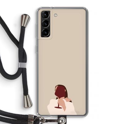 I drink wine: Samsung Galaxy S21 Plus Transparant Hoesje met koord