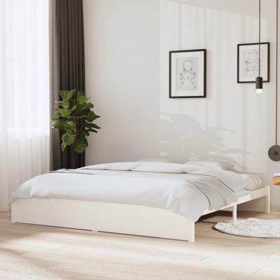 Bedframe massief hout wit 200x200 cm