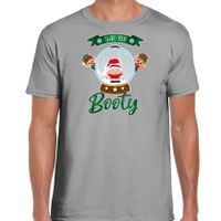 Fout kersttrui t-shirt voor heren - Kerstman sneeuwbol - grijs - Shake Your Booty