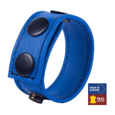 Red Leather Cocky - Verstelbare Leren Cockring - Blauw