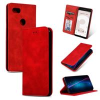 Retro huid voelen Business magnetische horizontale Flip lederen case voor Google pixel 3 (rood)