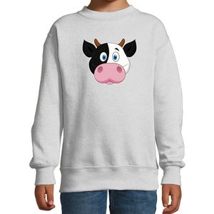 Cartoon koe trui grijs voor jongens en meisjes - Cartoon dieren sweater kinderen 14-15 jaar (170/176)  -