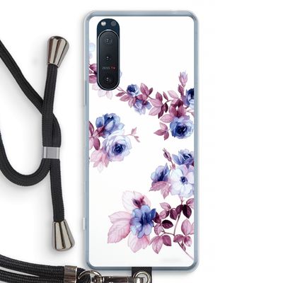 Waterverf bloemen: Sony Xperia 5 II Transparant Hoesje met koord