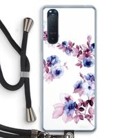 Waterverf bloemen: Sony Xperia 5 II Transparant Hoesje met koord