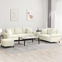 3-delige Loungeset met kussens fluweel crèmekleurig 3-delige Loungeset met kussens fluweel crèmekleurig