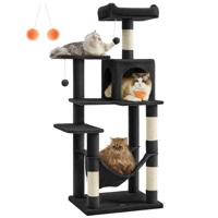 Krabpaal van 143 cm met hangmat, inktzwart