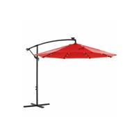 Parasol met LED-verlichting op zonne-energie, Rood