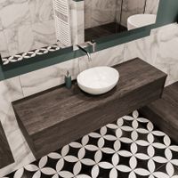 Mondiaz Lush Barco badmeubel eiken Dark brown 150 cm 1 lade mdf 1 waskom midden zonder kraangat