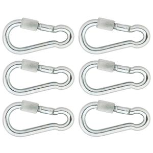 Karabijnhaken - 6x - verzinkt staal - 8 cm - karabijnhaak - snaphooks/ carabiners