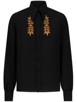 ETRO leaf-embroidery silk shirt - Noir - thumbnail