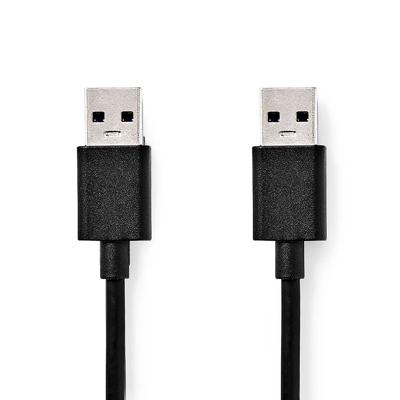 Nedis USB-Kabel | USB 3.2 Gen 1 | USB-A Male | USB-A Male | 5 Gbps | Vernikkeld | 2.00 m | Rond | PVC | Zwart | Label - CCGL61000BK20