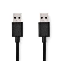 Nedis USB-Kabel | USB 3.2 Gen 1 | USB-A Male | USB-A Male | 5 Gbps | Vernikkeld | 2.00 m | Rond | PVC | Zwart | Label - CCGL61000BK20