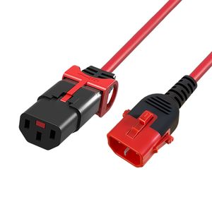 ACT AK5511 Netsnoer C13 / C14 Dual IEC LOCK | Rood | 50 cm