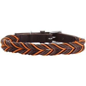 Hunter Solid Education Bruin, Oranje Leer M-L Hond Standaard halsband