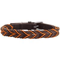 Hunter Solid Education Bruin, Oranje Leer M Hond Standaard halsband - thumbnail