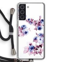 Waterverf bloemen: Samsung Galaxy S21 FE Transparant Hoesje met koord