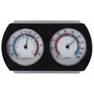 Luchtvochtigheidsmeter/thermometer - kunststof - 9 cm