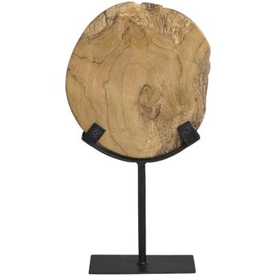 Leen Bakker - Beeld Nomad - Zwart/naturel - 31x17x8 Cm - Teakhout/Metaal - Crème#Zwart
