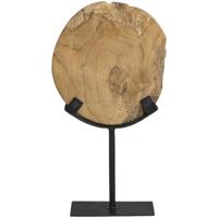 Leen Bakker - Beeld Nomad - Zwart/naturel - 31x17x8 Cm - Teakhout/Metaal - Zwart#Crème