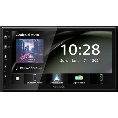 Kenwood Autoradio met scherm dubbel DIN Android Auto, Apple CarPlay, Aansluiting voor achteruitrijcamera, DAB+ tuner, Bluetooth handsfree